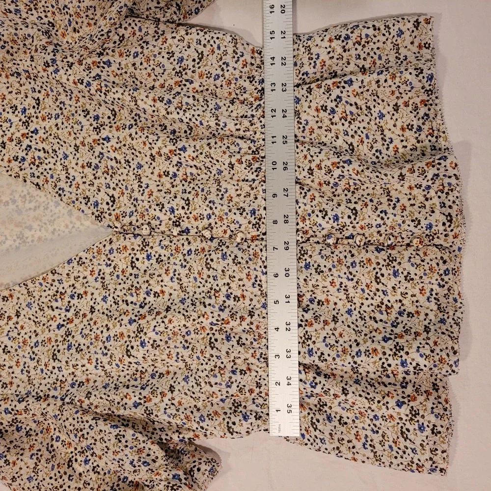 Madewell‎ Silk Floral Print Button Front Peplum Blouse, Women's Size S, Multi